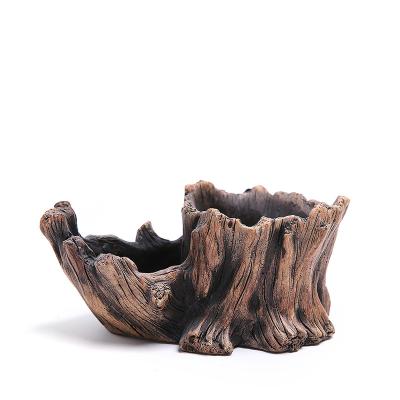 China Creative Wholesale Breathable Cement Plant Flower Pot Bonsai Stakes Flowerpot Tree Root Flowerpot for sale