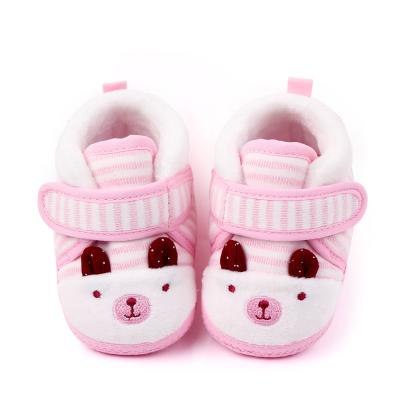 China Anti-odor Lovely Cute Stripe Bear Baby Shoes Cotton Newborn Unisex Baby Booties for sale