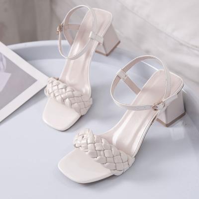 China Cushioning Chunky Heel Sandals High Heels Fashion 2021 Summer Women's Slippers Korea Sandals China Wholesale for sale