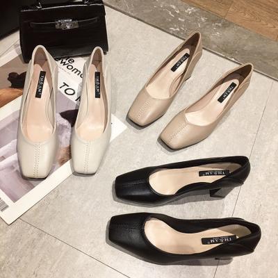 China Other Ladies Wholesale 2022 Latest Style Square Heel With Elegant 7cm Office Black Pump Heels for sale