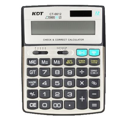 China Large LCD Display 12 Digits Calculator CT-6612 Dual Power 112 Steps Check And Correct Small Financial Calculator for sale