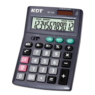 China Large LCD Display 12 Digit Calculator Double Power Calculator With Logo KT-232 for sale