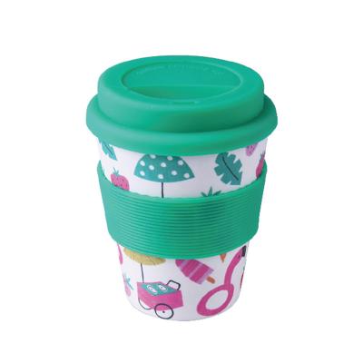 China Sustainable Reusable Biodegradable Bamboo Fiber 12oz Travel Coffee Mug for sale