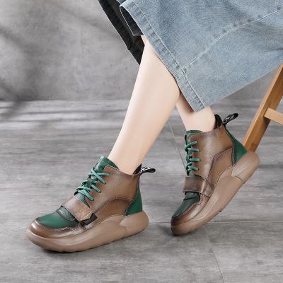 China Genuine Leather Shoes Woman Fashion Leisure Anti-Slippery Women Boots Real Cow Leather Winter Boots Platform Girls Ankle Boots 89336 for sale