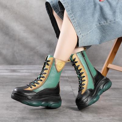 China Genuine Leather Shoes Woman Fashion Leisure Women Anti-slippery Boots Scare Plush Winter Boots Platform Girls Leather Short Ankle Boots 66366 for sale