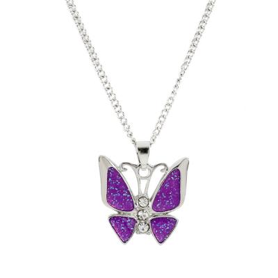 China CLASSIC Hot Sale Fashion Synthetic Blue Butterfly Fire Opal Silver Pendant Necklace For Jewelry Design for sale