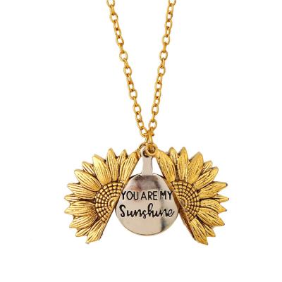 China CLASSIC Personalization Gold Sunflower May Letter Engraved Pendant Necklace for sale