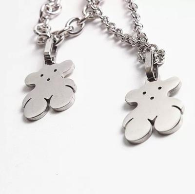 China Ladies Punk Cute Necklace Stainless Steel Pendant Bear Joker Fashion Rough Hip Hop Necklace for sale