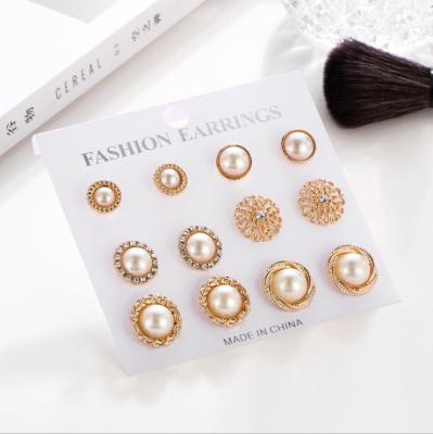 China 2020 Bohemian Trendy Pearl Circle Acrylic Earrings Set Women Handmade Geometric Fringe Tassel Earrings Set Jewelry for sale