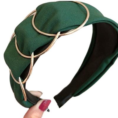 China Creative New Fashion Metal+Cloth Korean Metal Ring Sidewall Cross Headband Creative Headband Hair Accessories for sale