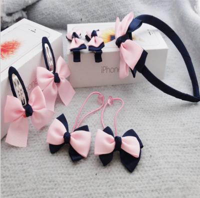 China Hair Decoration Fashion Baby Bowknot 7pc Kids Headband Hair Tie Hair Clip Set Cute Kids Hair Accessories Headdress Headbands Set for sale