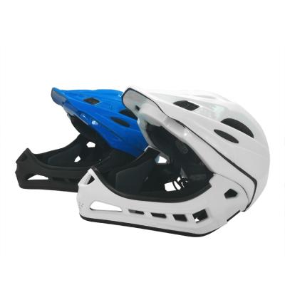 China Road biking; MTB; coming down ; Full Face Kids Helmet With LED Light Slant Helmet for sale