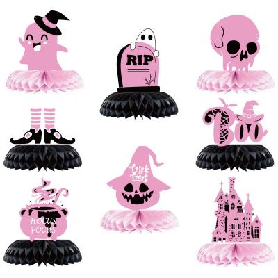 China Halloween Paper Pink Party Decoration Honeycomb Party Decoration Honeycomb Desktop Table for sale