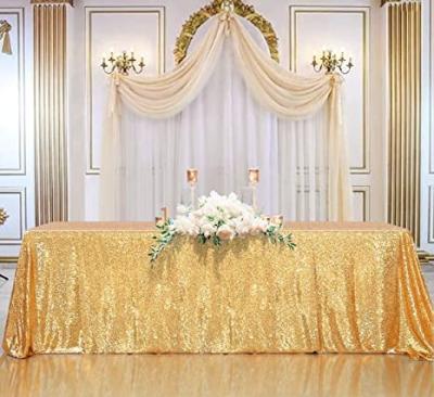 China Modern Sequin Tablecloth Gold Rectangle 90x132inch Seamless Order Table Covers Birthday Cake Party Christmas Decorations Vintage for sale