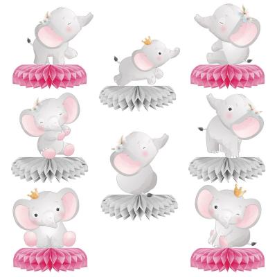 China Amazon Modern Hot Selling Cake Decorating Supplies Pink Elephant Theme Party Honeycomb Decoration Baby Girl Birthday Party for sale