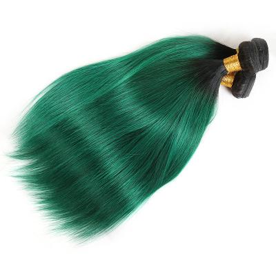 China Straight Green Human Hair Extensions Brazilian Straight Hair Bundles With Lace Closure Pure Colored Bundles With Closure for sale