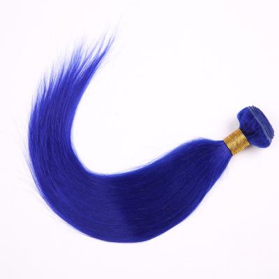 China Brazilian Straight Hair Extensions Regular Blue Hair Straight Wave Bundles With Lace Closure Sheer Colored Bundles With Closure for sale