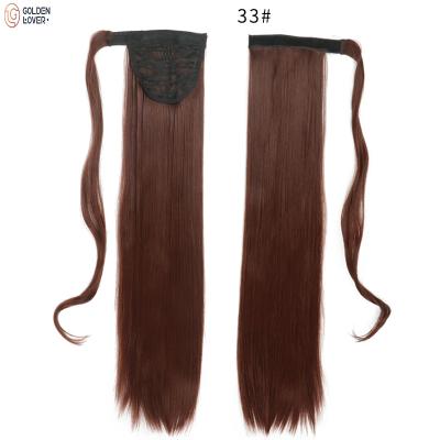 China Synthetic Straight Long Ponytail Wrap Around Clip In Heat Reistan Pony Tail Hair Ponytail Hair Extension for sale