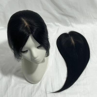 China Straight Skin Low Hair Topper With 4 Clips In Silk Top European Virgin Hair Hairpiece For Women Fine Wig 10X12cm 14X16CM for sale