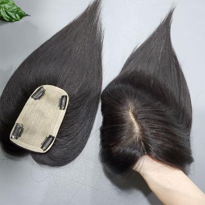 China Straight 13*15cm Cheap Real Hair Silk Bottom Toppers For Women Natural Wig Crown Top Hair Clip In Hair Extensions Women Hairpiece for sale