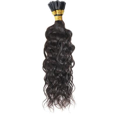 China ALL TOP Water Wave Hair 10A Quanlity I Tip Microlinks Brazilian Virgin Hair Extensions Hair Volume Knots Black Color For Women for sale