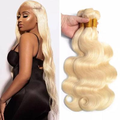 China Wholesale Brazilian Body Wave Virgin Hair Distributor Nonprocessed Women's Virgin Hair Deal Honey Blonde 613 Cuticle Aligned Hair Bundles for sale