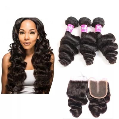 China LAN-Daisy 130% Density 4X4 Wave Lace Closure Loose Loose Cuticle Aligned Mink Brazilian Human Hair Closure for sale