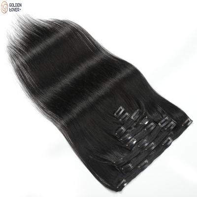 China Brazilian Straight Hair Clip In 8 Pcs / Set Natural Black Color Clip Ins Hair Extension for sale