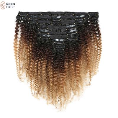 China Curly Afro Kinky Curly Clip In Remy Hair Extensions 10-20 Inch Ombre Color Ombre Color for sale