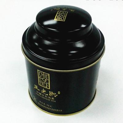 China Black Round Food Tea Tin Can Sealed Tea Can Custom Metal Packaging Tea Box With Good Sealing Size 85 x 100mm for sale