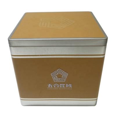 China Airtight Food Insert Lid Function Factory Supply Square Tea Canister Can Storage Box Metal Tin for sale