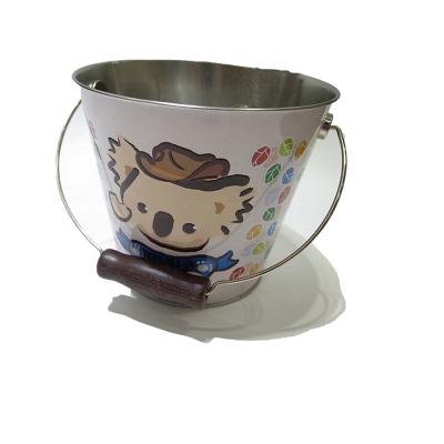 China Custom Metal Food Tin Bucket Candy Small and Chocolate Metal Handle Candy Packaging Popcorn Tin Bucket for sale