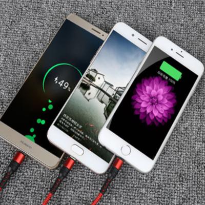 China Mobile Phone Tablet MP3 GPS 3 in 1 Nylon Braid Cable USB C Charging Cable For Huawei Samsung Phone for sale