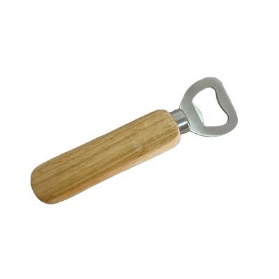 China Viable Custom Wholesale Wooden Handle Bartender Metal Beer Wooden Hand Held Wall Mounted Bottle Opener for sale