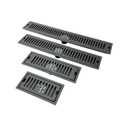 China Custom Modern Factory Bathroom Floor Drain Anti Smell Shower Drain Stainless Steel Black for sale