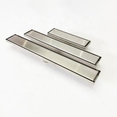 China Modern Bathroom Tile Insert Smell Hidden Floor Anti Drain Stainless Steel Invisible Long Rectangle Linear Shower Drain for sale