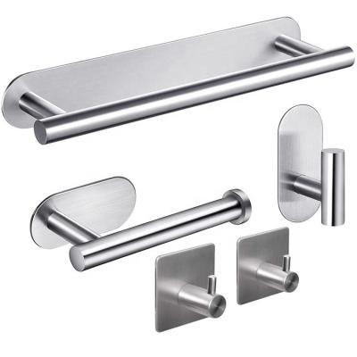 China Fashion Sale Bathroom Hardware Accessories Stainless Steel Towel Holder Bathroom Hook Towel Hook Adhesive Set for sale