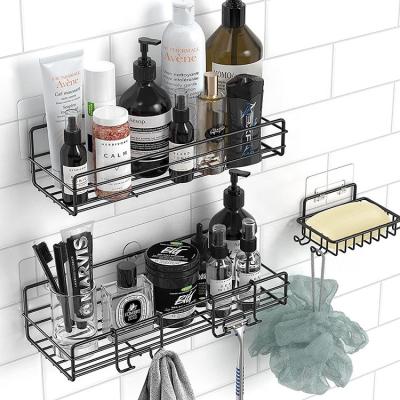 China Wall Mounted Type 3 Pack Tier No Self Adhesive Stainless Steel Bathroom Basket Shower Drilling Caddy for sale