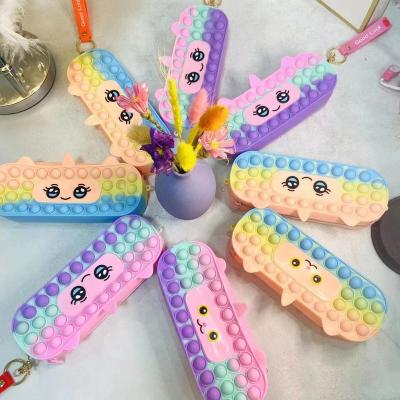 China Funny Educational Toy New Pest Control Pioneer Silicone Storage Cartoon Bubble Music Unicorn Stationery Bag for sale