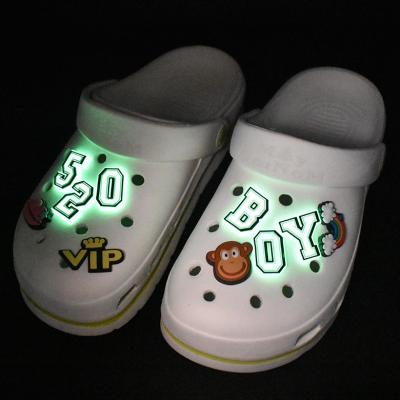 China Shoe Decoration PVC Glow in Dark-Letters&Numbers Shoes Charms Decorations for Shoe Bands Wristband Bracelet Party Gifts for sale