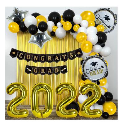 China 2022 Birthday Party Graduation Party Decorations Gold and Black Graduation Party Supplies Graduation Backdrop Decorations for sale