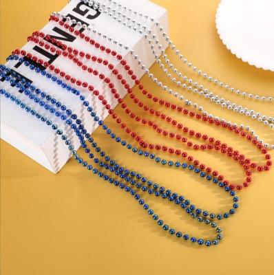 China Plastic 4th of July Pearl Necklaces Independence Day Pearl Necklace Carnival Accessories Patriotic Party for sale