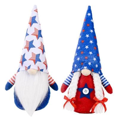 China 2021 Fiber+Polyester Gnomes Doll Ornament For Independence Day National Day Decoration Top Hat Starry Pentagon Dwarf Doll Faceless Dolls for sale