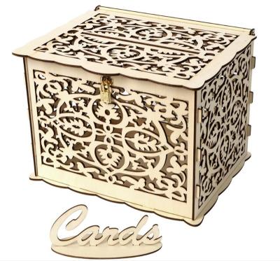 China Wooden hollow card box wedding decoration wood wooden wedding for sale