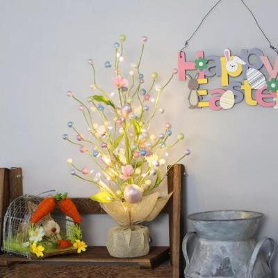 China Plastic Artificial Amazon Easter Tree With Led Light Easter Egg Ornaments For Easter Decorations Table Home Decor Gifts for sale