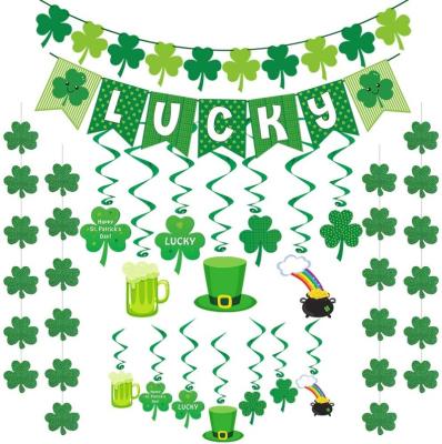 China 34ct St Patrick's Day Party Decorations Kit 14 St Patrick's Day LUCKY Banner St Patrick's Day Swirls. Patty's Day Gift Set for sale