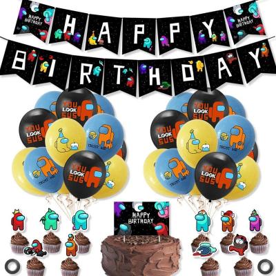 China Latex Among Us Party Supplies Birthday Decorations Among Us Banner Black Ribbon Gifts For Boys Kids Play Birthday Decoration for sale