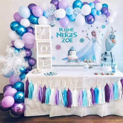 China Blue Purple Balloon Garland Arch Latex Balloons Kit 120Pcs Frozen Paper Tassel Decorations Birthday Party Supplies for sale