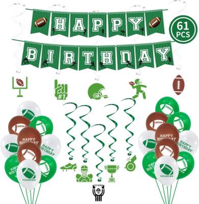 China Football Theme Party Decorations Balloons Happy Birthday Banner Football Soccer Party Paper Decorations for sale