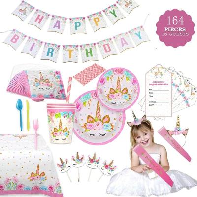 China Unicorn Birthday Party Decorations Banner Birthday Party Decoration Supplies Set For Kids Birthday Favors for sale